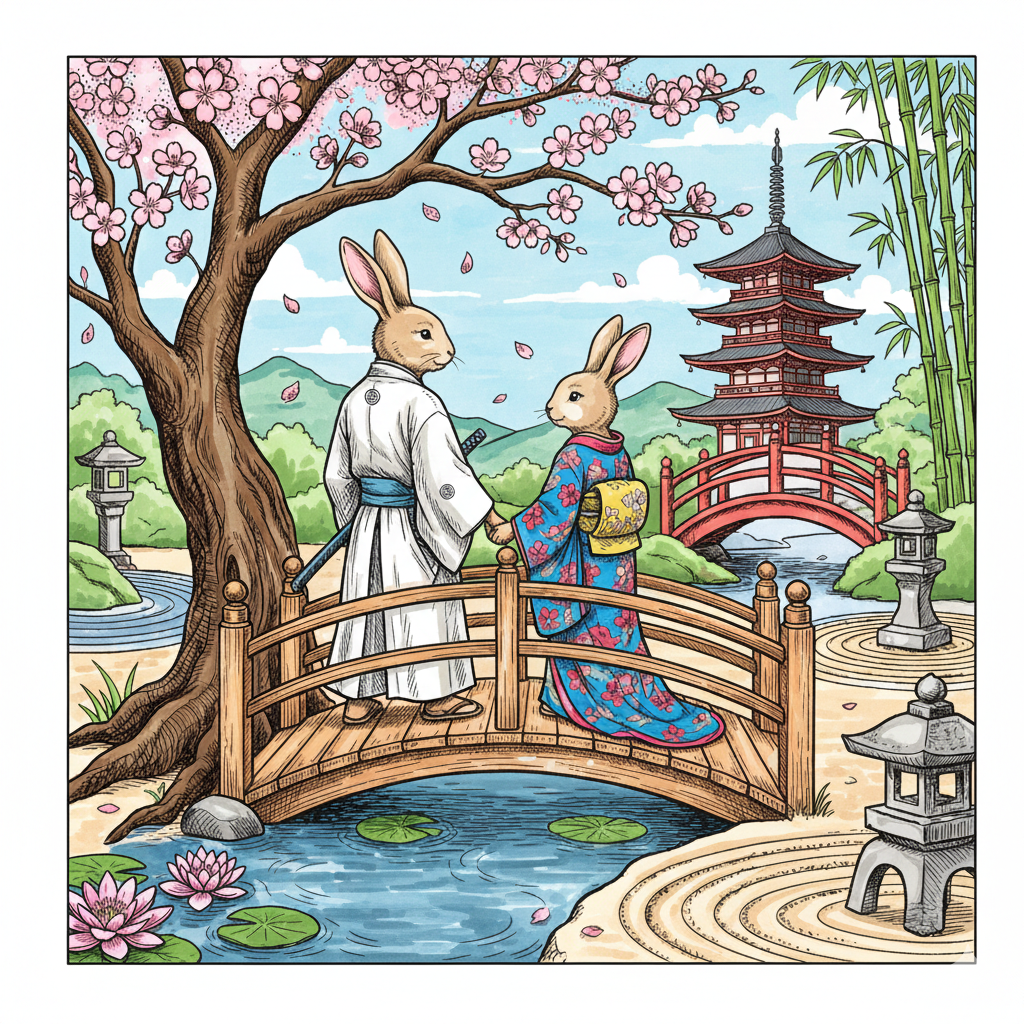 Lapin samouraï colorié